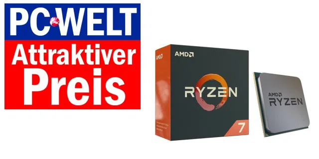 Aufgrund der guten Preis-Leistung erhält der AMD Ryzen 7 1800X den PC-WELT-Award 