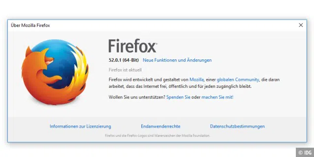 Firefox 52.0.1 - Pwn2Own-Lücke gestopft