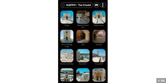 „VR Sites“ bietet Ihnen unter anderem verschiedene Ansichten aus der syrischen Stadt Aleppo.