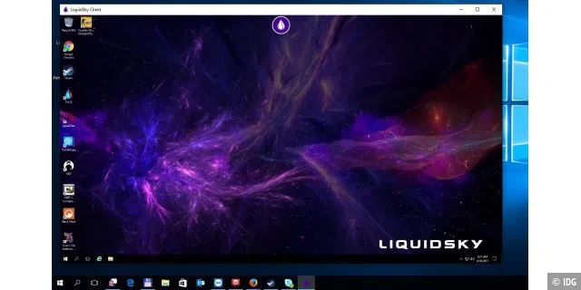 Blick auf den Desktop meines Liquidsky-Gaming-PCs