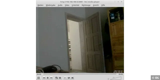Mit VLC können Sie den Stream von Motion abgreifen. Somit ist sogar eine Live-Überwachung möglich.