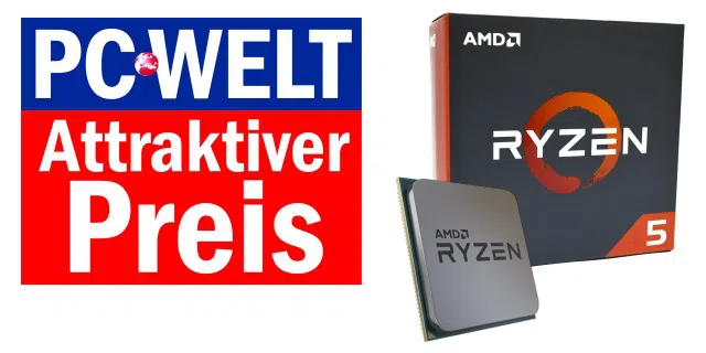 Aufgrund seines hervorragenden Preis-Leistungs-Verhältnisses erhält der AMD Ryzen 5 1600 den PC-WELT-Award 