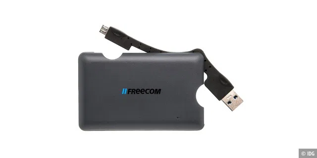 Die externe Festplatte Freecom Tablet Mini SSD bietet bis zu 128 GB extra Speicherplatz für Ihre Fotos, Videos oder Ihre Musiksammlung.