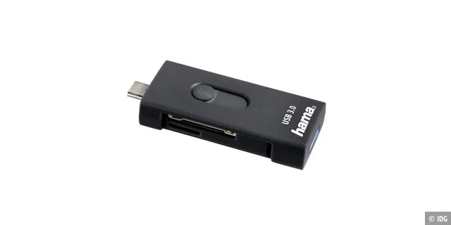 Mit dem Hama USB-3.1-Kartenleser lassen sich ganz einfach Fotos von SD-Speicherkarten auf Ihr Mobilgerät transferieren oder umgekehrt.