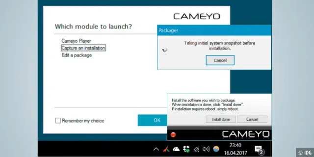 Nach dem Start fordert Sie das für Privatnutzer kostenlose Cameyo auf, das gewünschte Programm wie gewohnt unter Windows einzurichten. Dabei werden alle Änderungen am System protokolliert.