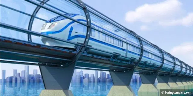 Der Hyperloop kann auch oberirdisch in einer Vakuumröhre fahren.