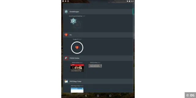 Widgets bieten Unterfunktionen von Apps, die direkt auf dem Home-Bildschirm erreichbar sind.