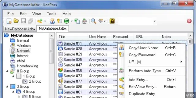 Der passende Passwort-Manager für Misstrauische: Keepass speichert seine Datenbank ausschließlich lokal. So müssen Sie Ihre Passwörter keinem Clouddienst anvertrauen.