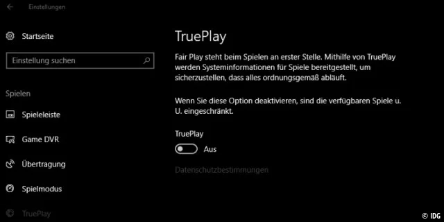 Windows 10: TruePlay Funktion unter 