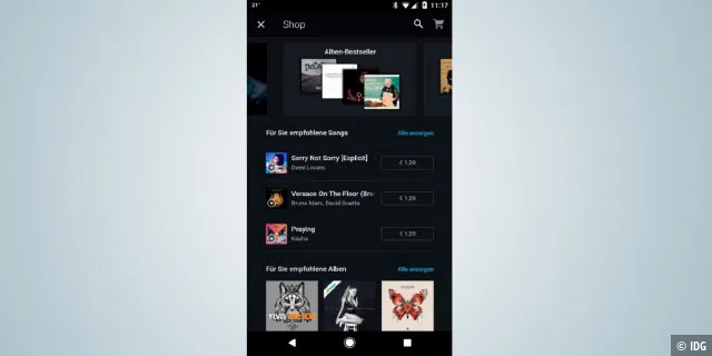 Um Ihre Musikauswahl dauerhaft ohne kostenpflichtiges Premium-Abo zu nutzen, haben Sie die Möglichkeit, diese bei Amazon im Shopbereich zu kaufen.