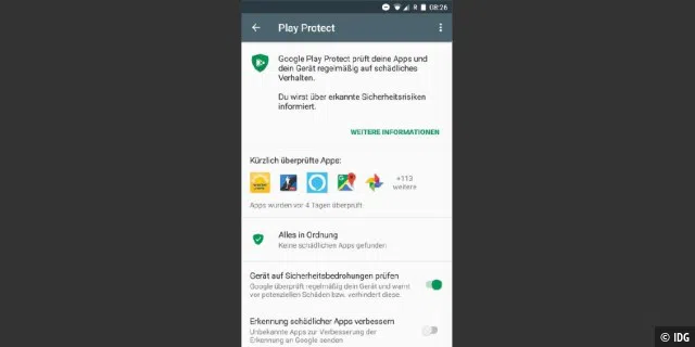 Seit Neuestem überprüft Google mit 'Play Protect' alle installierten Apps.