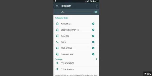 In den „Einstellungen“ finden Sie alle Bluetooth-Geräte, die mit Ihrem Mobilgerät verbunden sind.