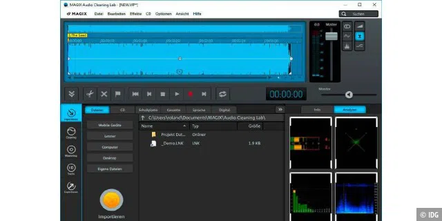 Hauptzweck des Magix-Tools Audio Cleaning Lab ist die Digitalisierung von analogen Musikmedien.