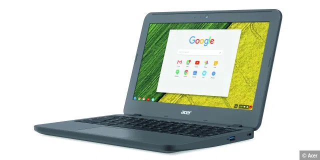 Ob ein Chromebook wie das abgebildete Modell 11 N7 von Acer nativ Android-Apps unterstützt, können Sie online in einer von Google veröffentlichten Liste im Web nachsehen.