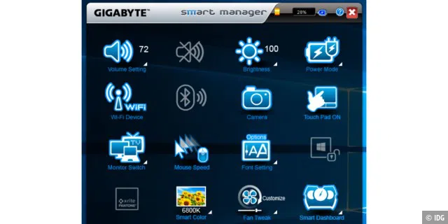 Der Smart Manager von Giabyte sammelt nützliche Funktionen in einer Oberfläche.