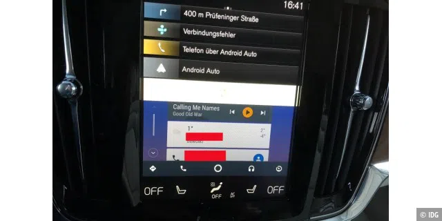 Android Auto bleibt auf den unteren Teil des Bildschirms beschränkt.