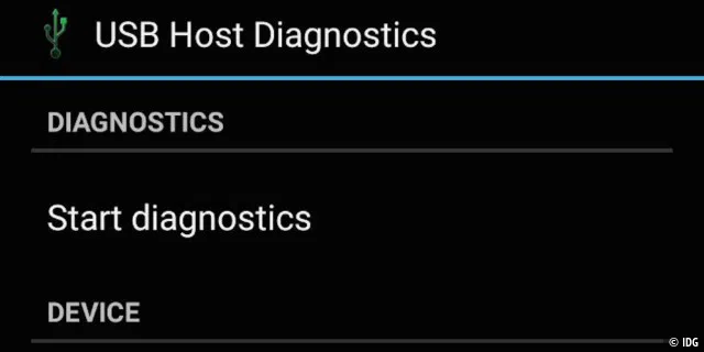 Mit „USB Host Diagnostics“ lässt sich herausfinden, ob sich ein Smartphone per OTG steuern lässt.