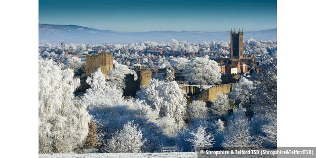 A frosty Ludlow from Whitcliffe