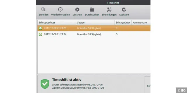 Timeshift als neuer Standard unter Linux Mint.