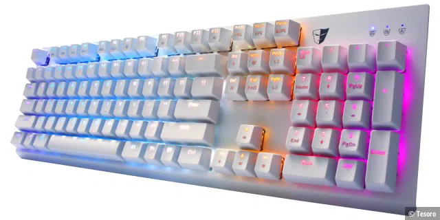 Die Gaming-Tastatur ist auch in Weiß erhältlich.