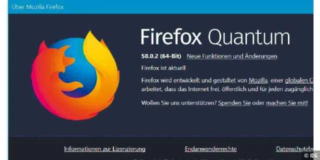 Die neueste Firefox-Version.