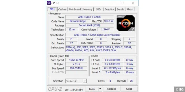 Die technischen Daten des AMD Ryzen 7 2600X im Überblick.