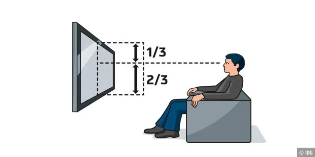 Egal ob Sie den Fernseher an die Wand hängen oder nicht: Die Höhe muss stimmen.