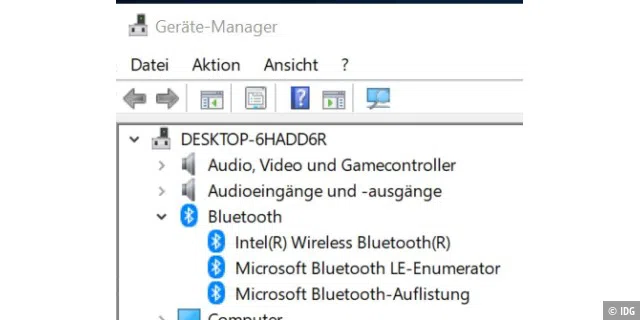Im Geräte-Manager finden Sie meist mehrere Einträge für Bluetooth.