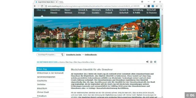 Die Schweizer Stadt Zug bietet ihren Bürgern seit Oktober 2017 eine elektronische E-ID an.