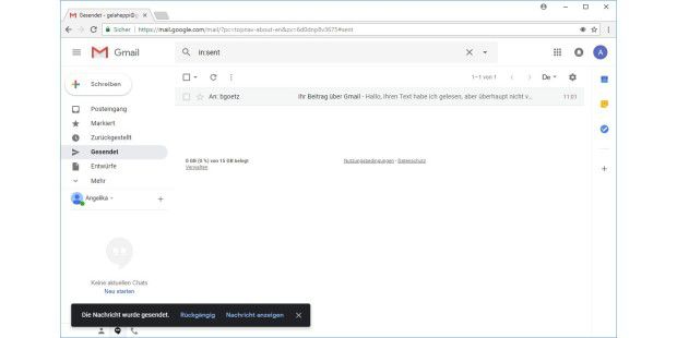 Gmail Sendebestätigung