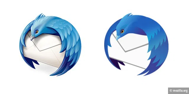 Thunderbird: bisheriges und designiertes neues Logo