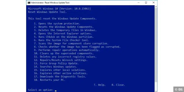 Das Batchscript Reset Windows Update Agent kann die Update-Komponenten zurücksetzen.
