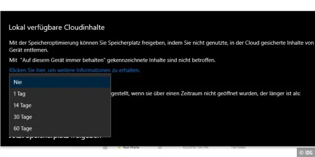 Windows 10 Version 1809 lagert auf Wunsch ungenutzte Dateien auf Onedrive aus