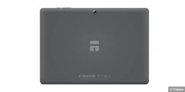 Das Trekstor-Tablet sitzt in einem grauen Kunststoff-Gehäuse.
