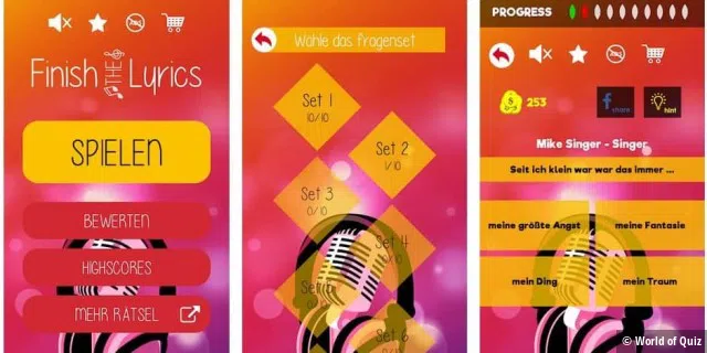 Beende den Song Text - Musik-Quiz App