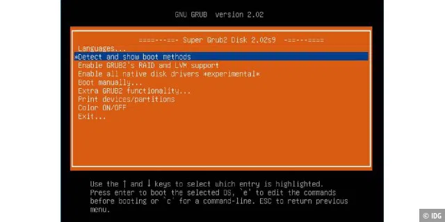 Super Grub2 Disk findet Linux-Installationen auch ohne Bootmanager.