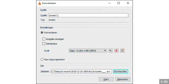 Der VLC Media Player erlaubt die Aufzeichnung der Vorgänge auf dem Windows-Desktop und konvertiert die Daten auf Wunsch gleich in ein platzsparendes Format.