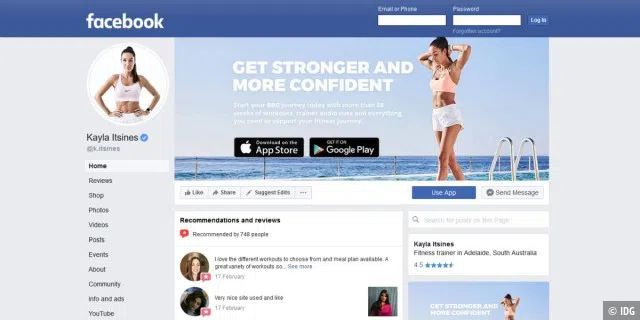 Kayla Itsines auf Facebook: 156 Posts monatlich zu Fitness und Sport - doch zu viel Aktivität kommt bei den Followern nicht immer gut an