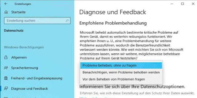 Windows 10 bietet jetzt die Möglichkeit, festgestellte Probleme automatisch zu beheben.