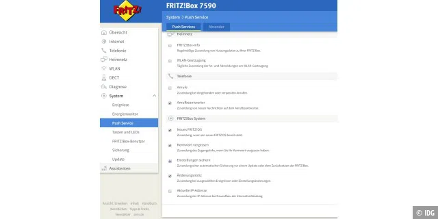Fritzboxen können Informationen per E-Mail versenden, auch die aktuelle IP-Adresse der Fritzbox