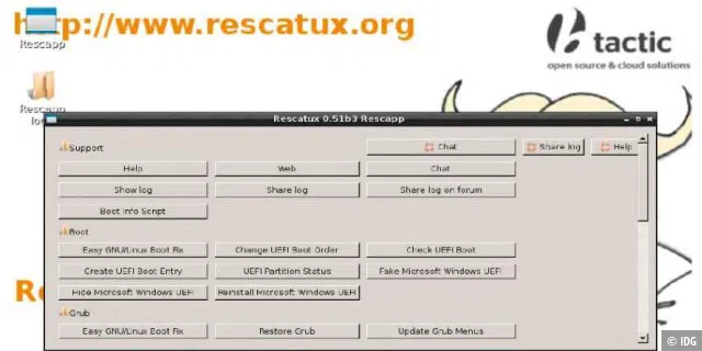 Rescatux repariert defekte Bootloader und stammt vom Entwickler der Super Grub Disk.