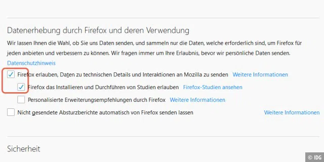 Firefox-Studien als Interimslösung