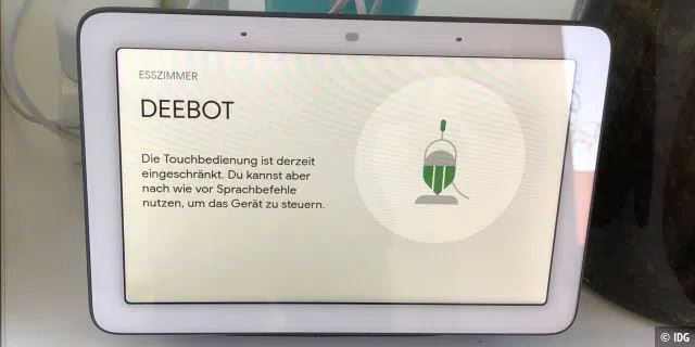 Google Assistant steuert Deebot Pro 930 einwandfrei. Hier am Beispiel des Google Nest Hub.