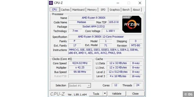CPU-Z verrät technische Details zu AMDs neuem Desktop-Spitzenmodell Ryzen 9 3900X