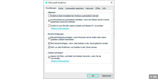 Der Clouddienst Onedrive von Microsoft bietet in der kostenlosen Basisversion 5 GB Speicherplatz für Dateien. Hier sieht man den Einrichtungsassistenten.
