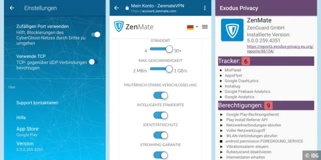 ZenMate VPN 5 Android: Einstellungen