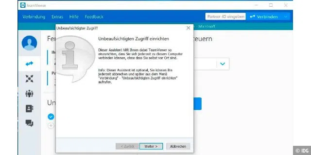 Als Notlösung für den Netzwerkzugang aus der Ferne erhalten Sie mit Teamviewer 14 auch auf einen gesicherten Windows-Rechner im Anmeldefenster Zugriff.