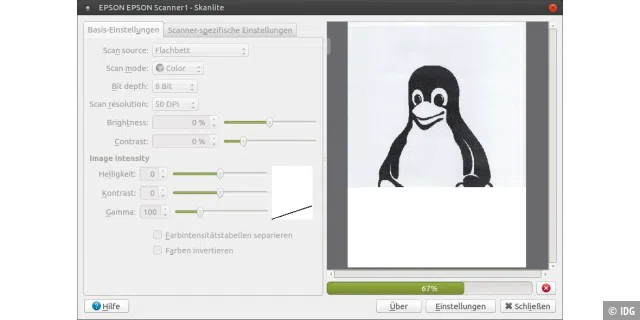 Mittelweg zwischen Funktionsfülle und Übersichtlichkeit: Skanlite bewährt sich als KDE-Programm im Alltag auf allen Linux-Desktops und bietet Zugriff auf die wichtigsten Einstellungen.