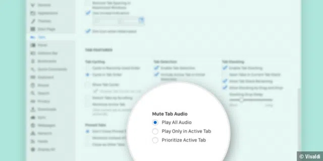 Der Nutzer darf bei Vivaldi entscheiden, ob und wann in Tabs eine Audio-Wiedergabe erlaubt ist