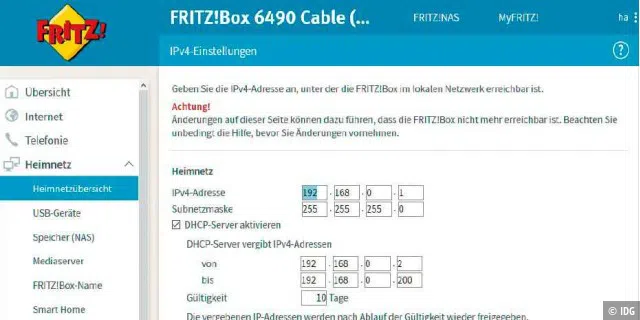 IP-Adresse einer neuen Fritzbox ändern.